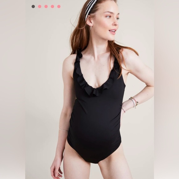 Black Ruffle Maternity Top - Picture 2 of 5